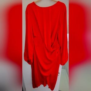 RIVER ISLAND NEW W/TAG RED SATIN WRAP MIDI DRESS SIZE 18UK/14US